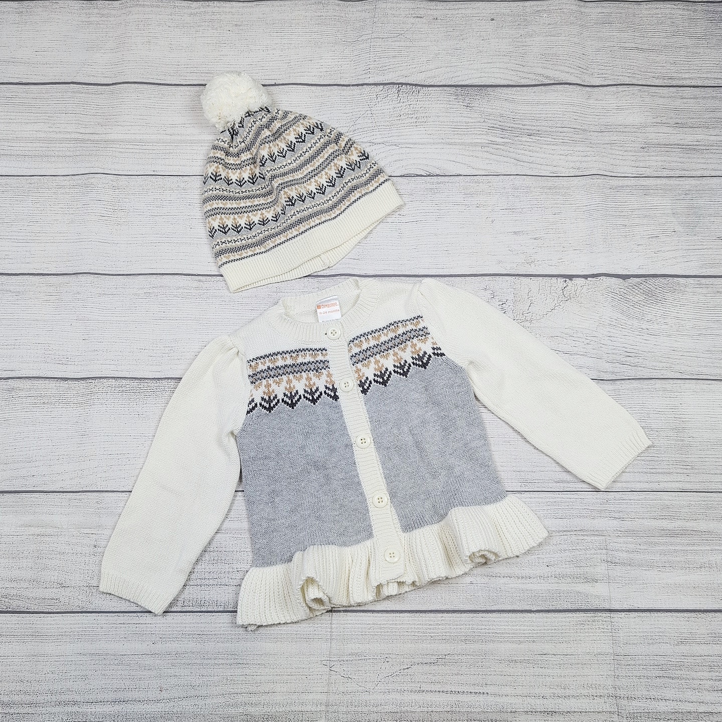 18/24m Gymboree Fair Isle Cardigan & Hat